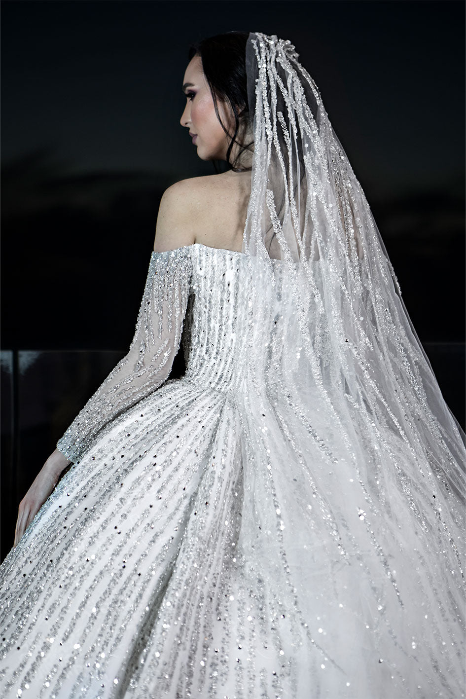 A-Line Full Crystal Wedding Dress