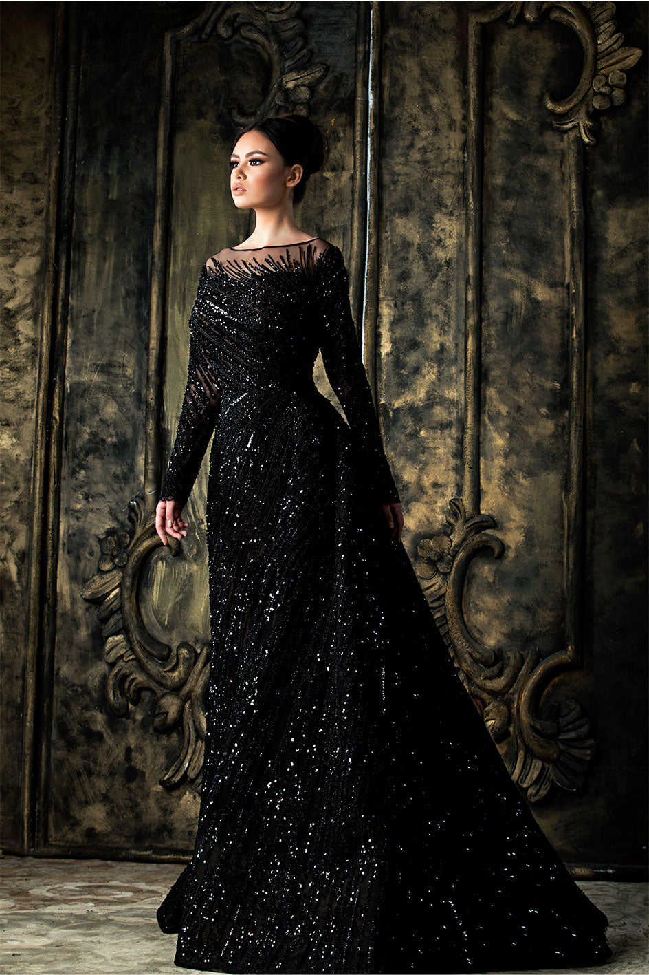 Black Phenomena A-Line Crystal Dress