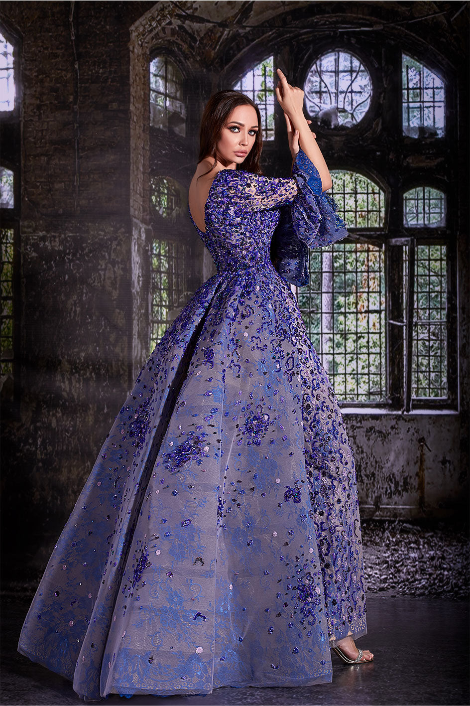 Purple Flared Cut Gown