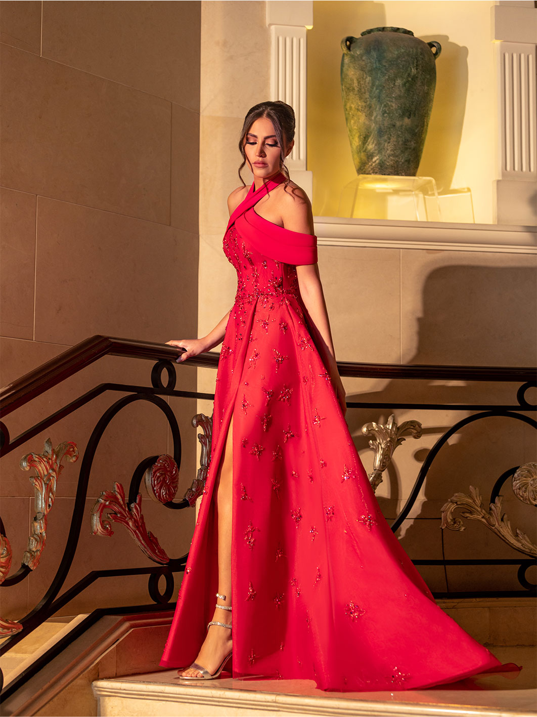 Off-Shoulder Red Dress