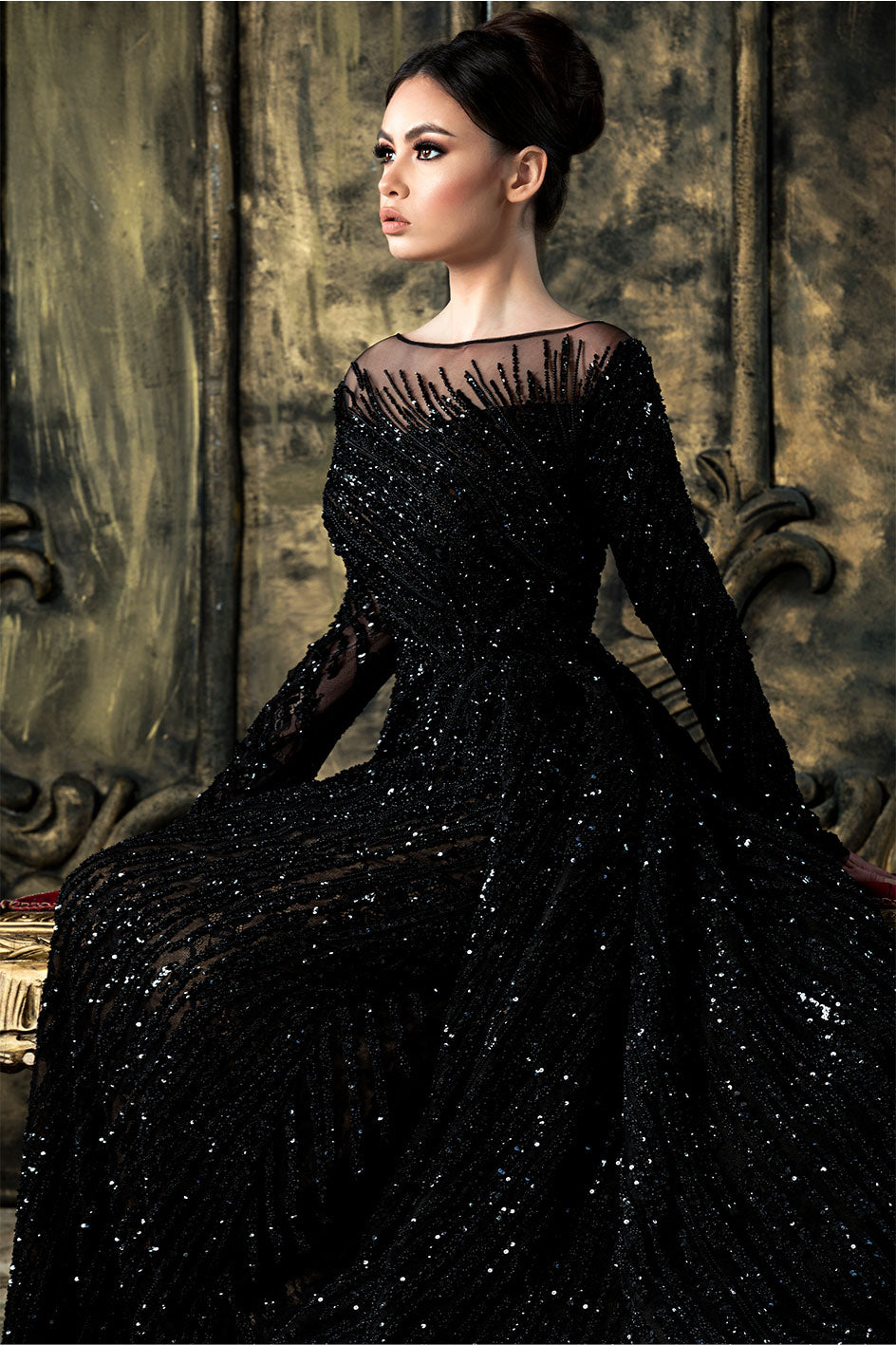 Black Phenomena A-Line Crystal Dress