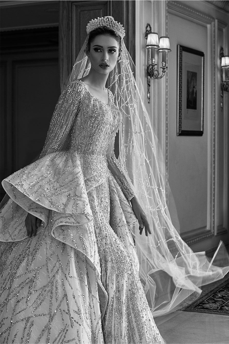 Diana, Princess Inspired Ball Gown Embroidered With Precious Crystals