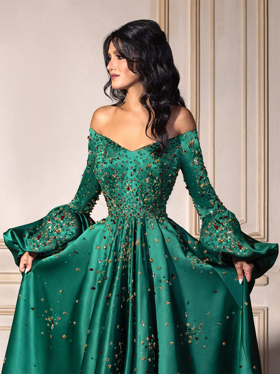 Emerald Green Off Shoulder Dress