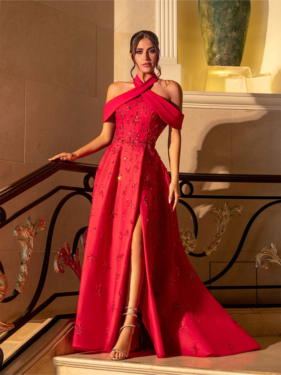 Off-Shoulder Red Dress