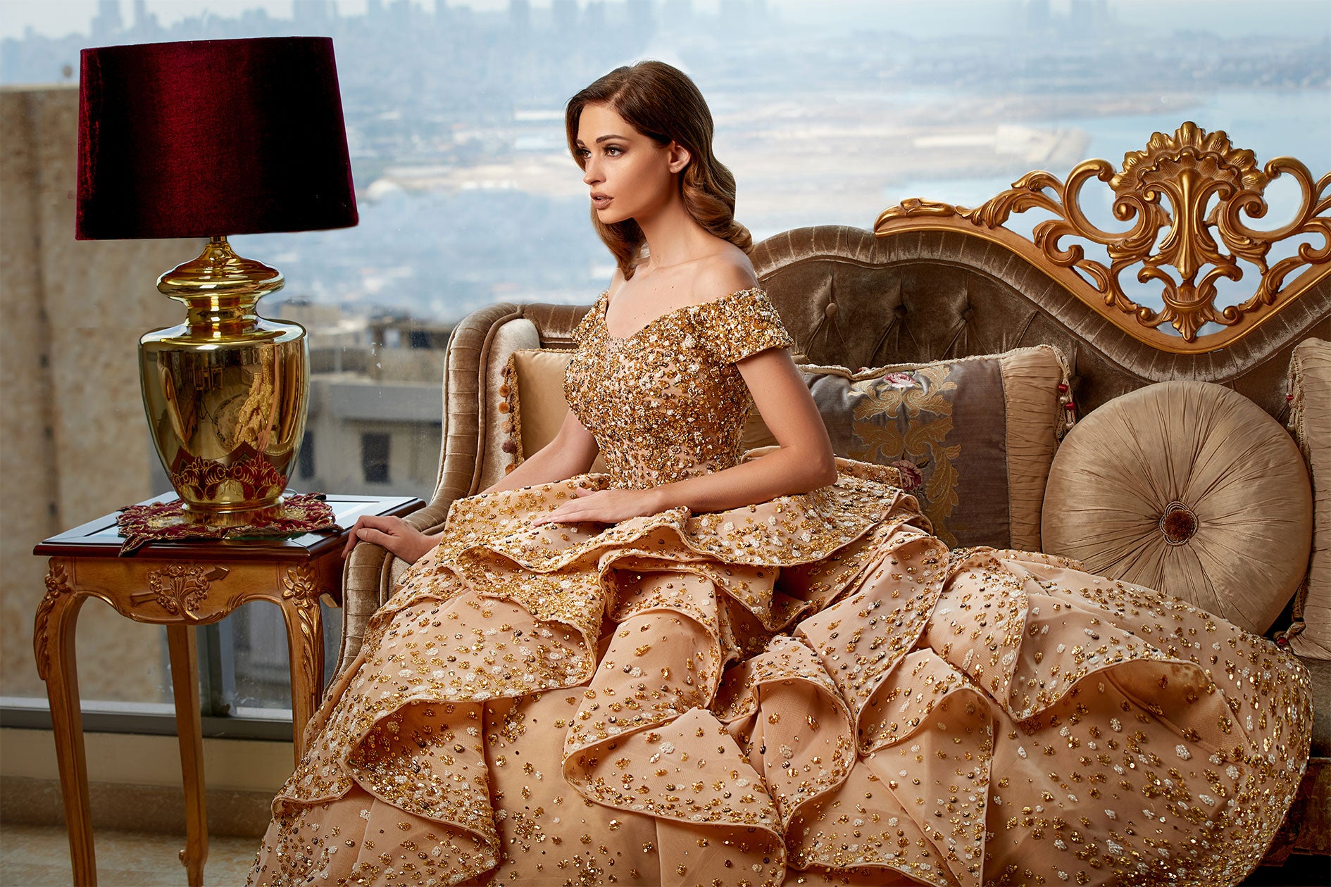 The Royal Gala Gown Composed Of The Finest Tulle & Tafta Pieces