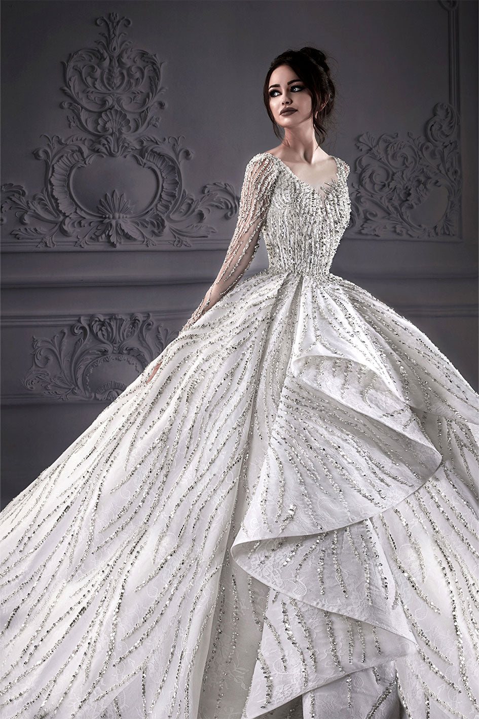 Ball Gown Wedding Dress With A Tattooed Embroidery Back
