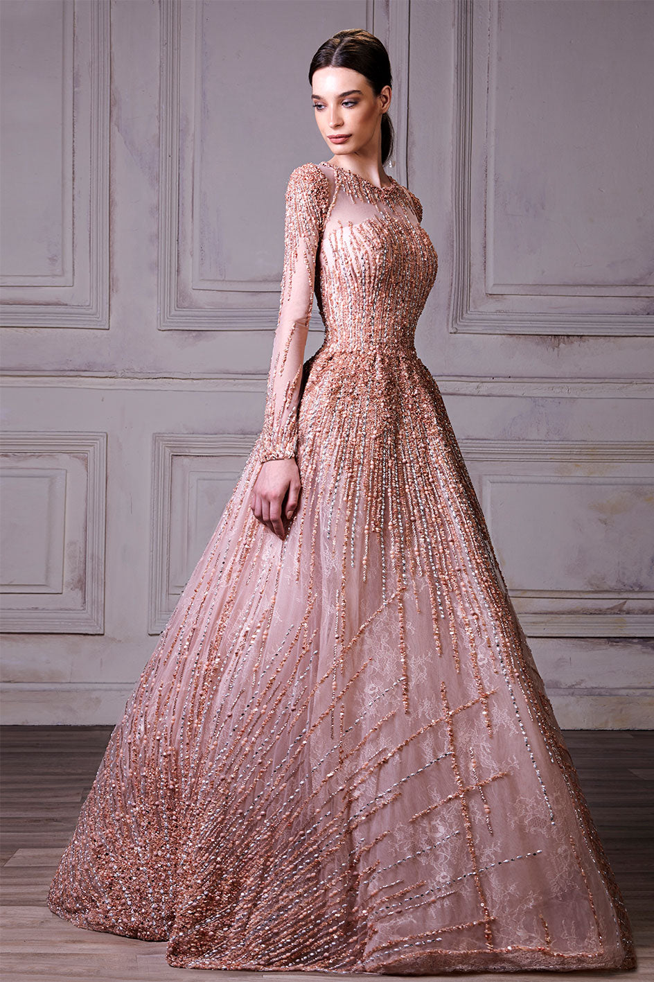 Rose Gold Draped A-Line Night Gown