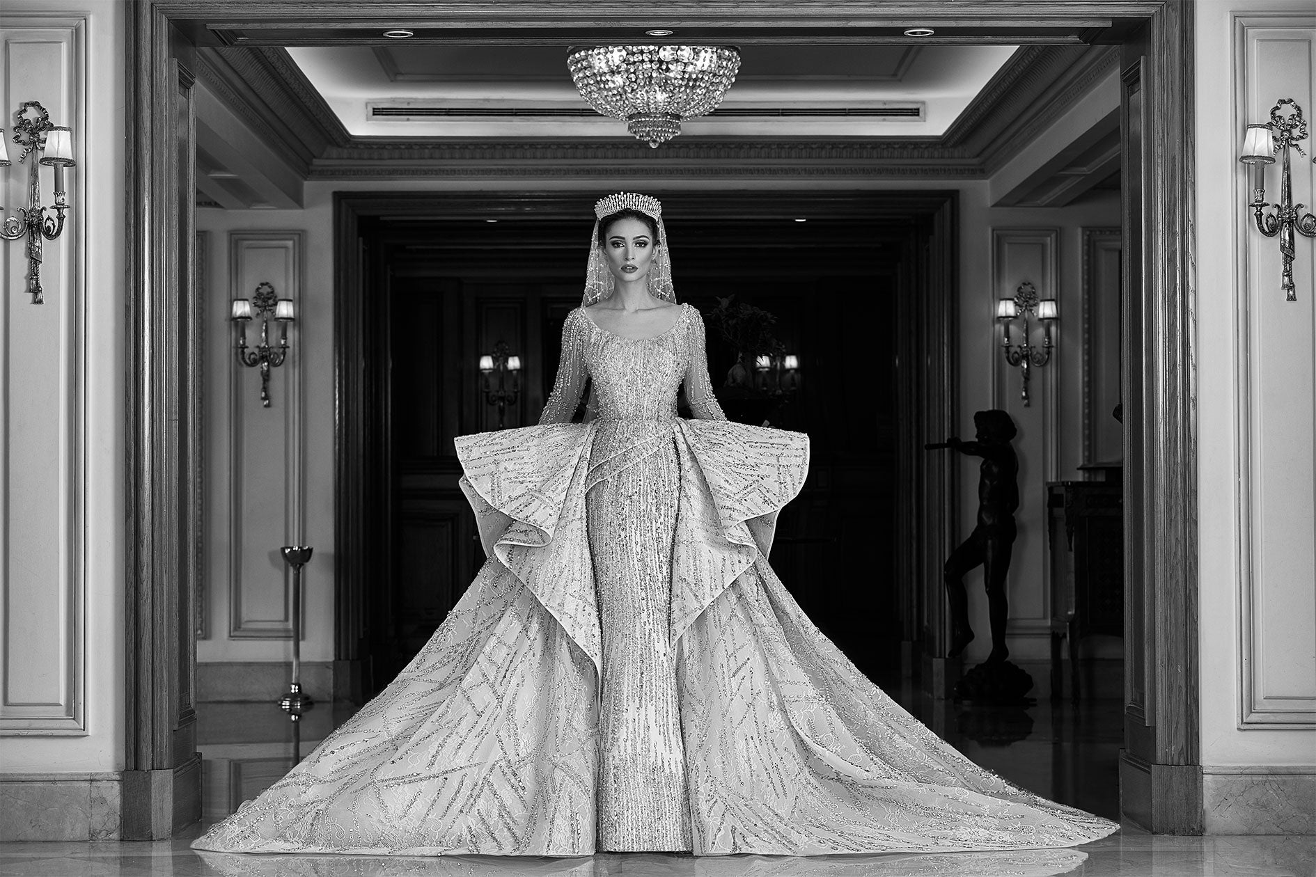 Diana, Princess Inspired Ball Gown Embroidered With Precious Crystals