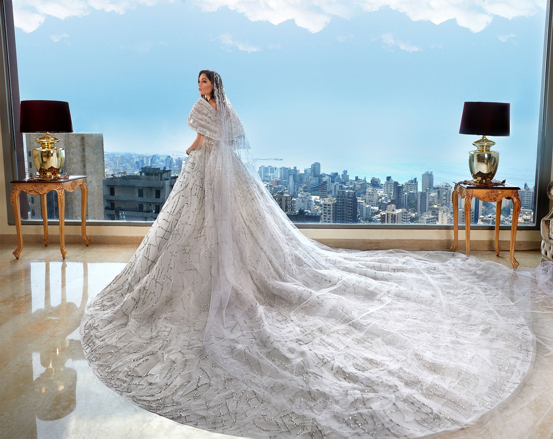 A-Line Wedding Dress Embroidered With Love From Beirut City