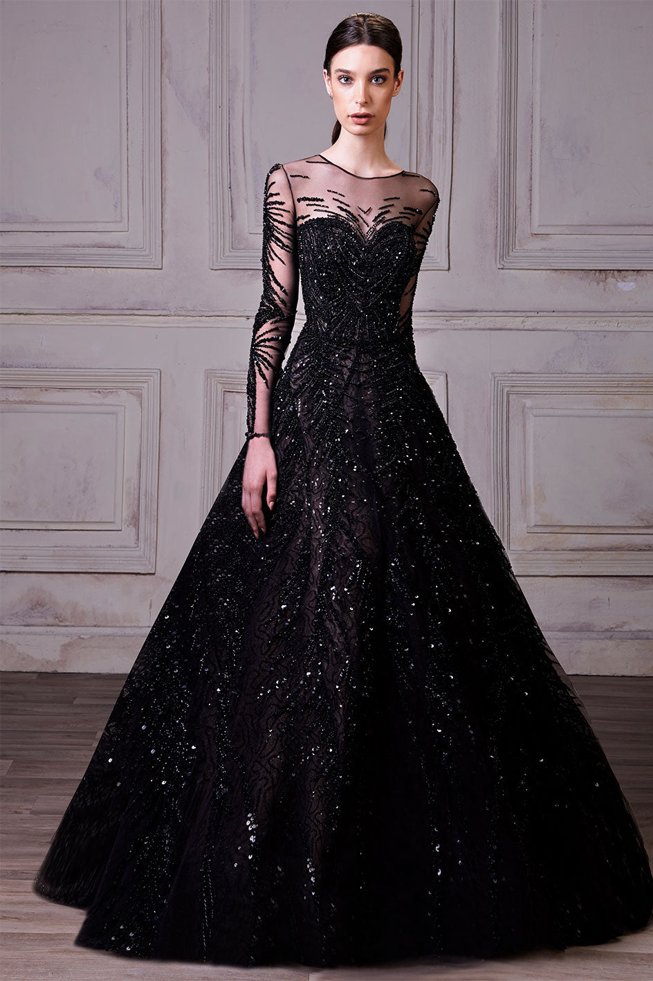 Sophisticated Black A-Line Night Gown