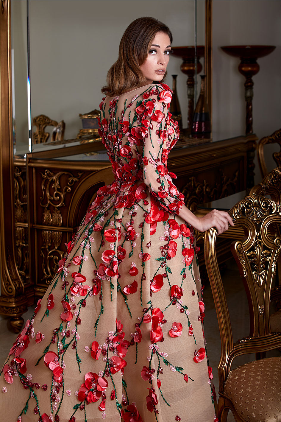 Red Rose Petals Tailored To an A-Line Cut Night Gown