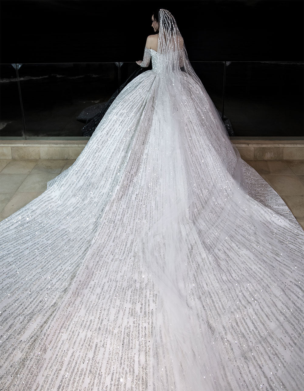A-Line Full Crystal Wedding Dress
