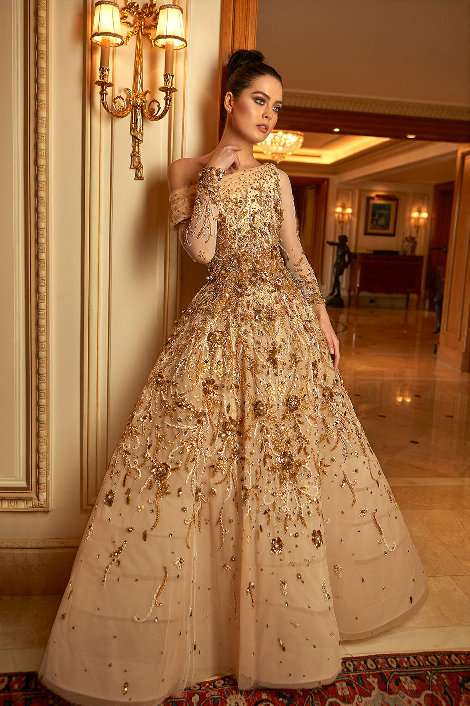 Golden Hues A-Line Night Gown