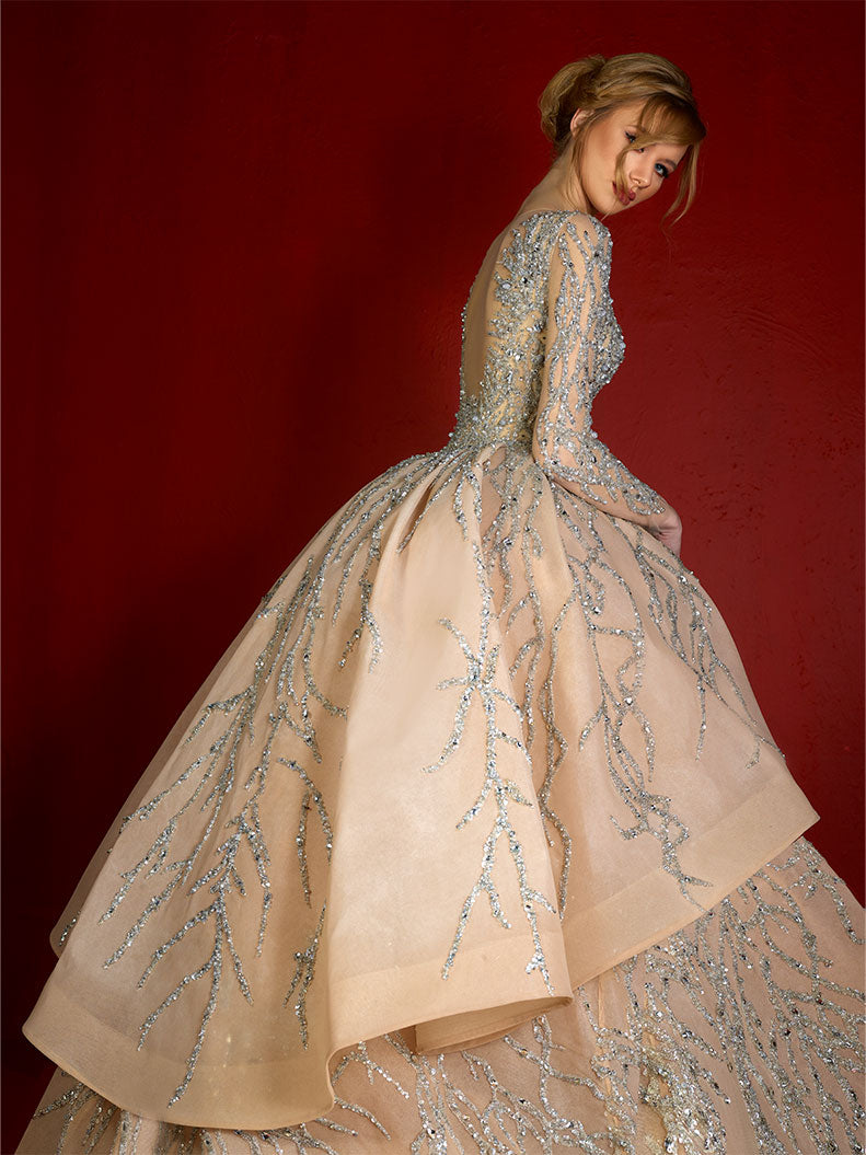 Nude Bridal Gown Embroidered With With The Finest Crystals