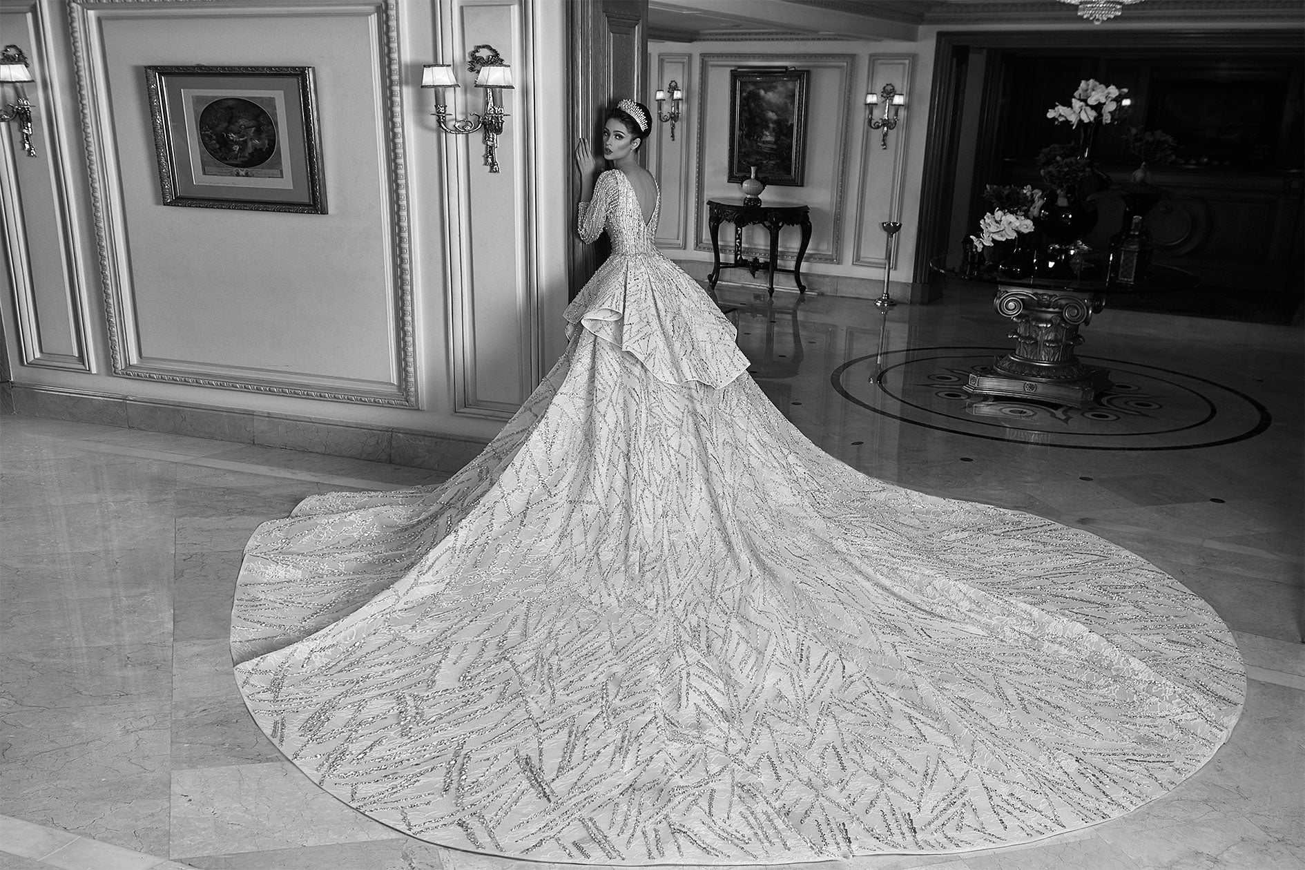 Diana, Princess Inspired Ball Gown Embroidered With Precious Crystals