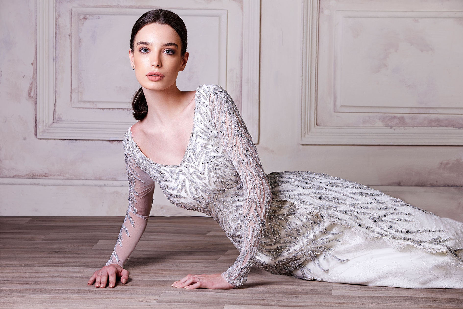 White Patterned A-Line Night Gown