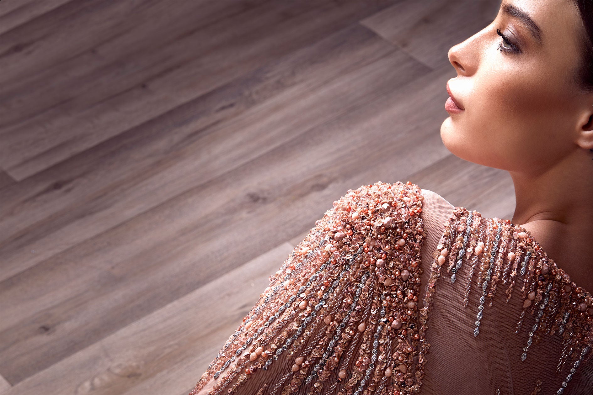 Rose Gold Draped A-Line Night Gown