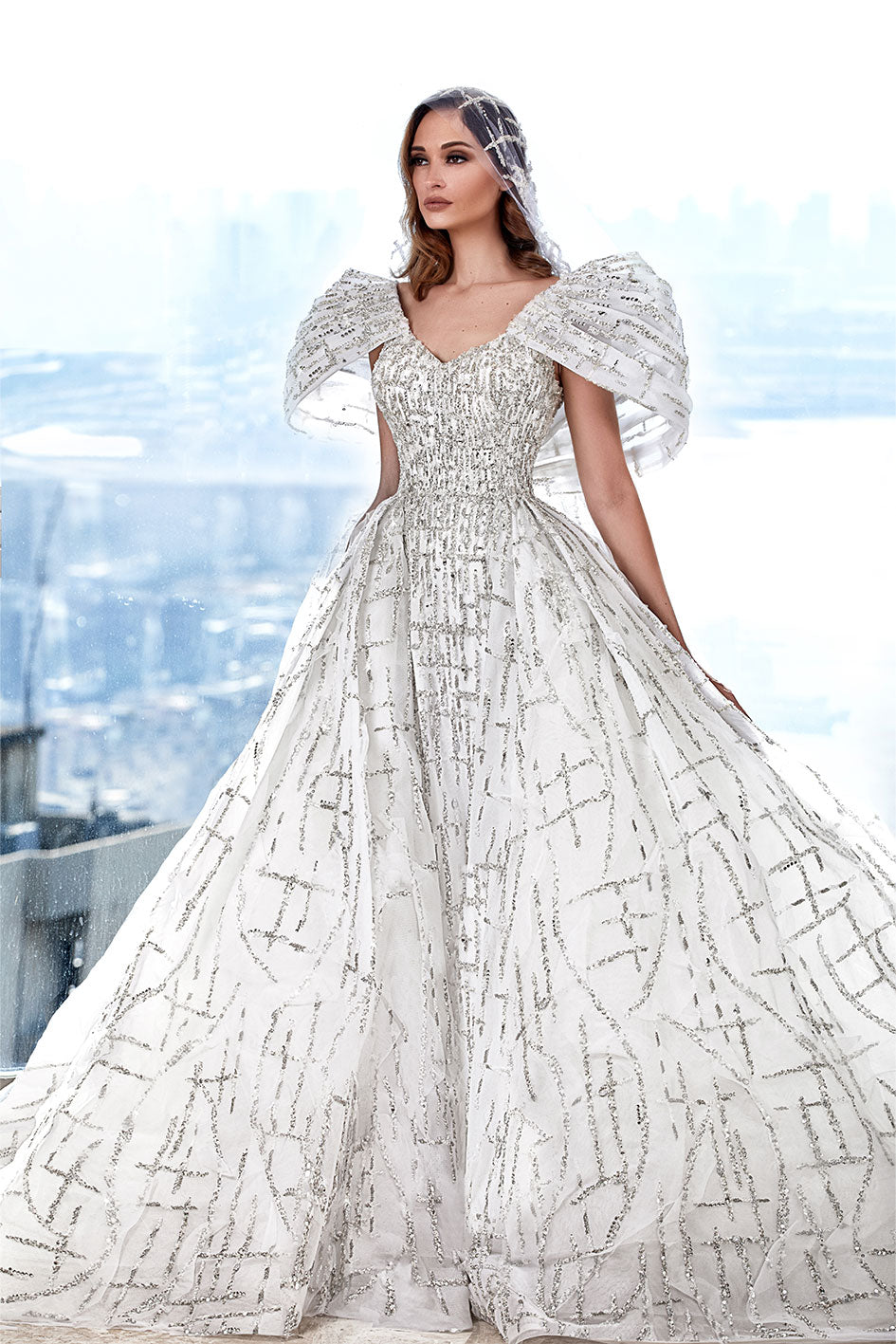 A-Line Wedding Dress Embroidered With Love From Beirut City
