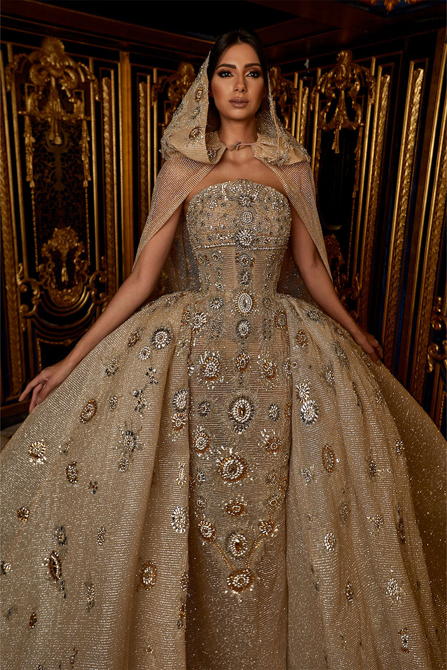 Luxurious Bridal Gown With Its Cape