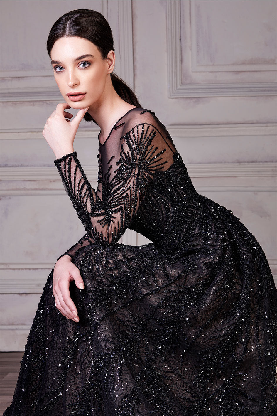 Sophisticated Black A-Line Night Gown