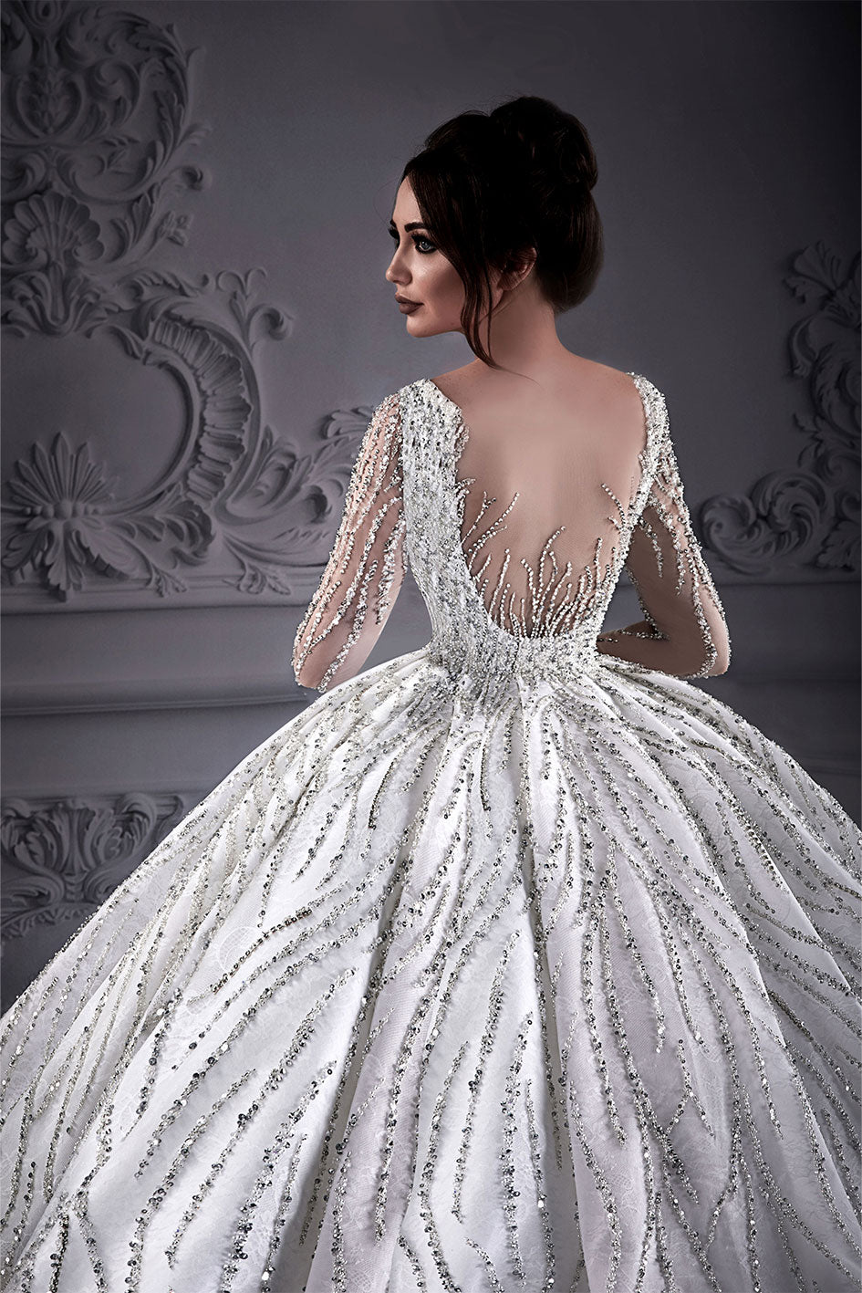 Ball Gown Wedding Dress With A Tattooed Embroidery Back