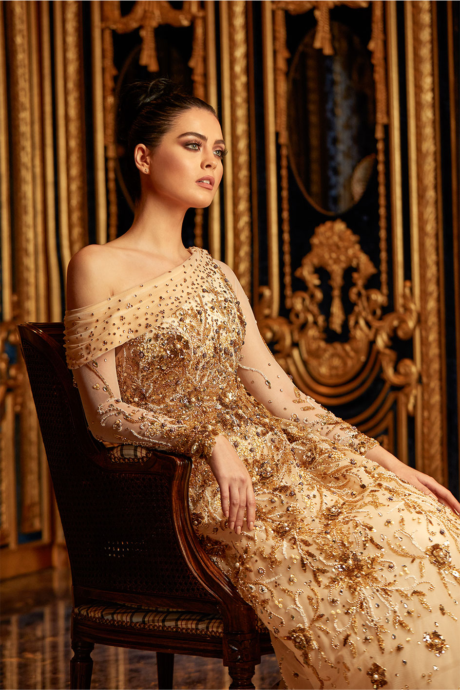Golden Hues A-Line Night Gown
